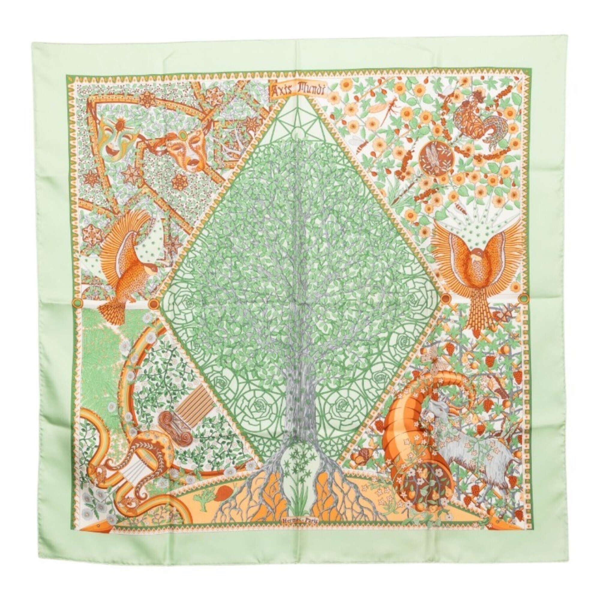 Hermes Green Silk Scarf